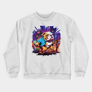 An English Bulldog design featuring a bulldog in a dynamic action pose Crewneck Sweatshirt